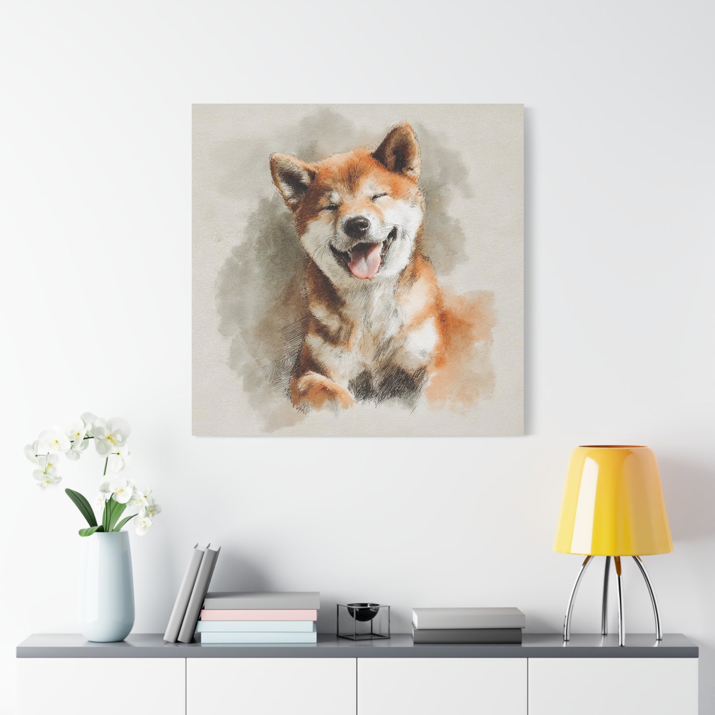 Happy Shiba Inu Canvas Wall Art