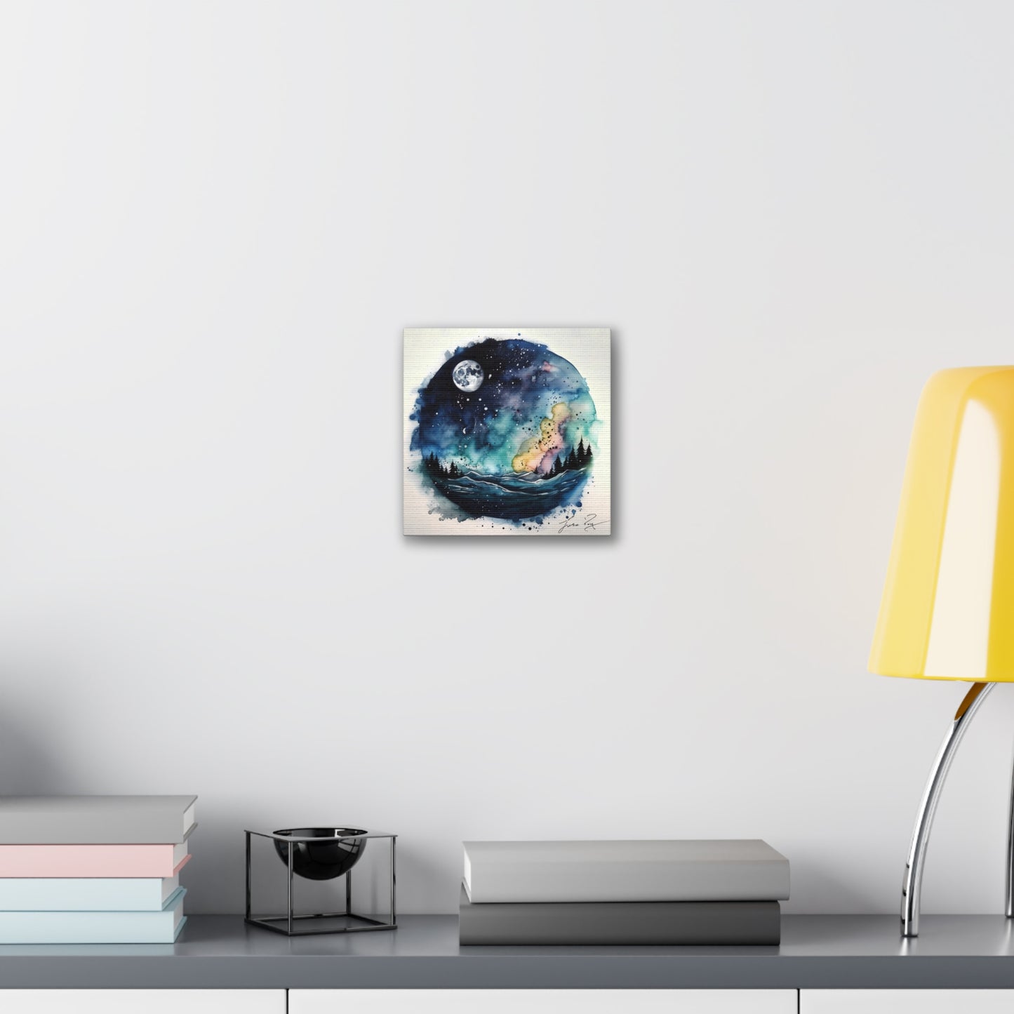 Galaxy scenery in Water Color Style Canvas Printed