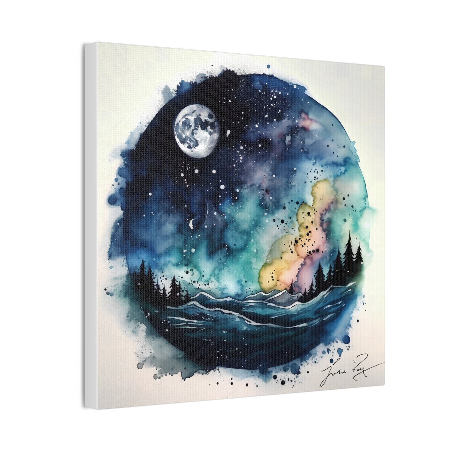 Galaxy scenery in Water Color Style Canvas Printed