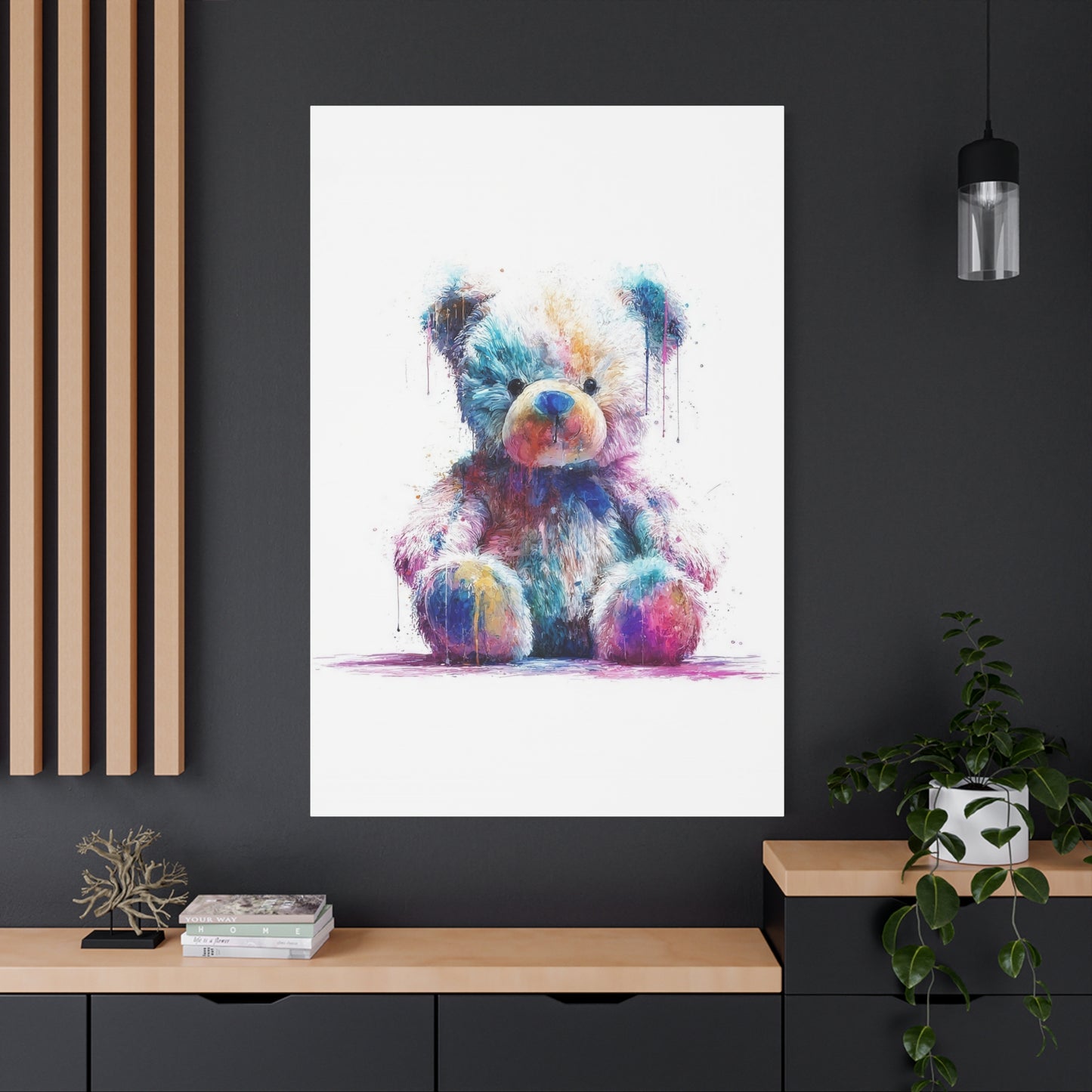 Colorful Teddy Bear Canvas Art Print