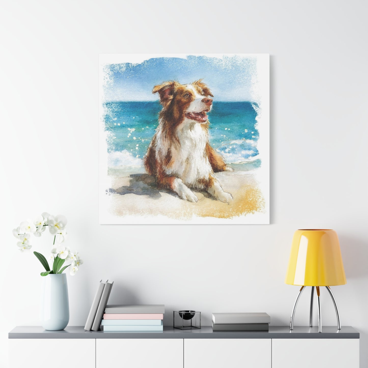 Beach Pup Canvas Art, Dog Lover Decor