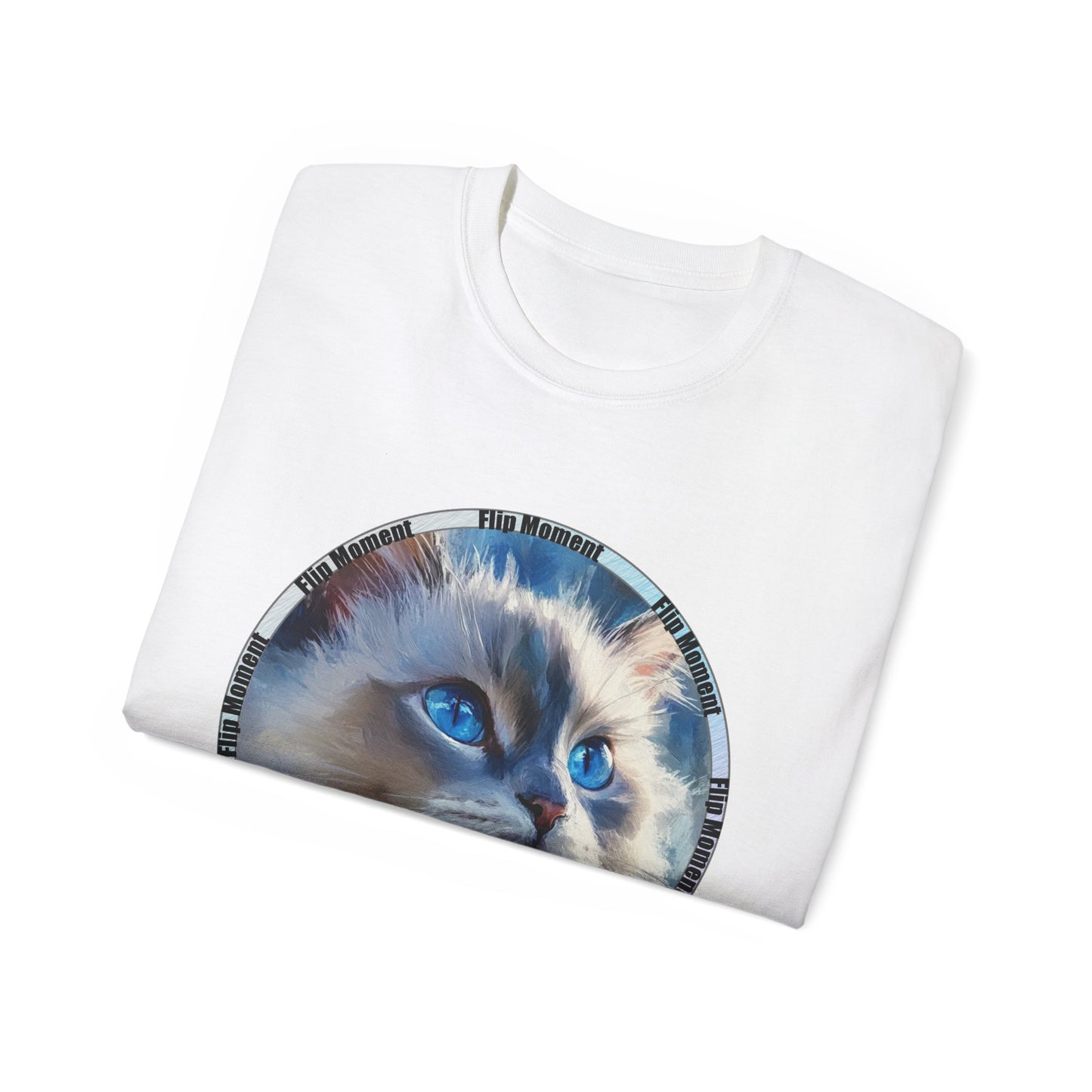 Blue-Eyed Cat Unisex Ultra Cotton Tee, Cat Lover's Shirt, Pet Owner Gift, Cute Animal Tee, Cat-themed Apparel