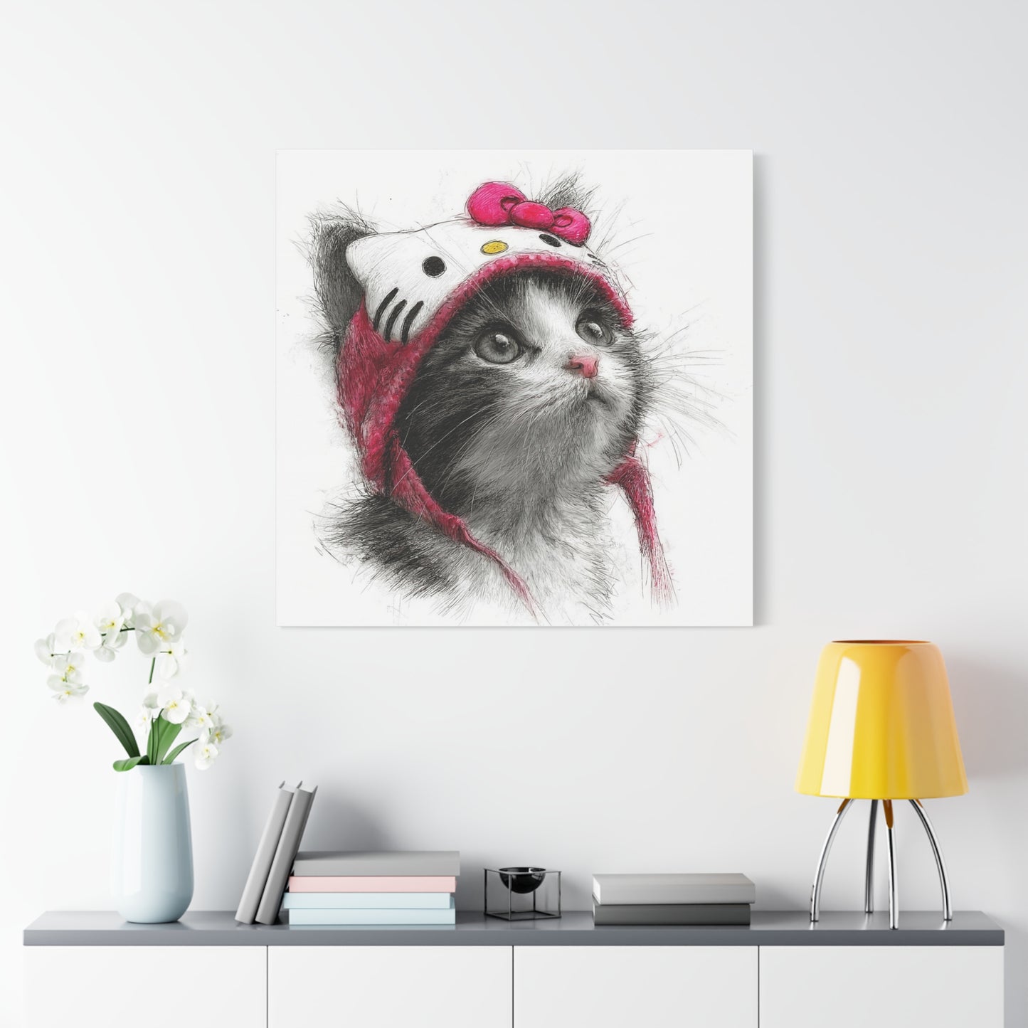 Adorable Cat Canvas Art, Cute Kitty Wall Decor