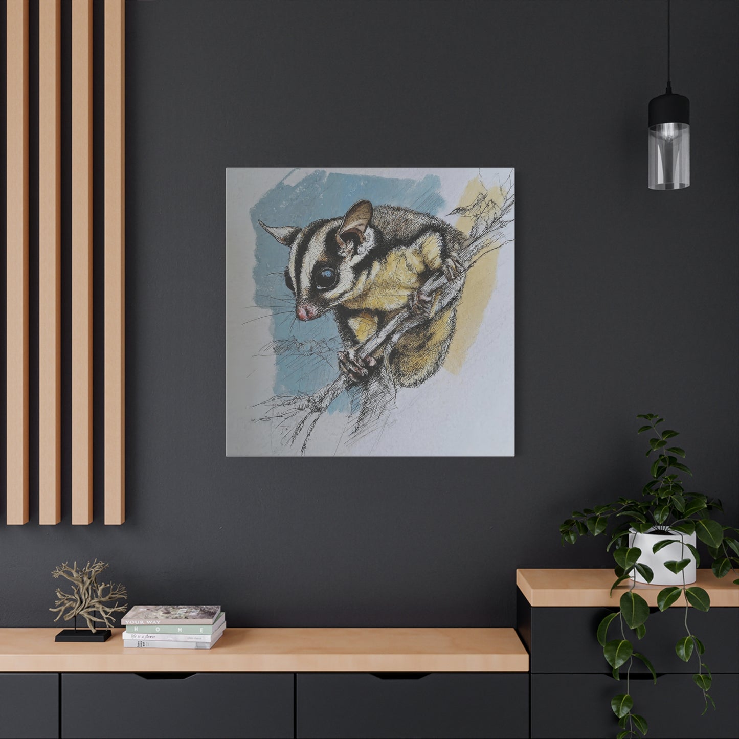Sugar Glider Art Canvas Print, Wildlife Decor