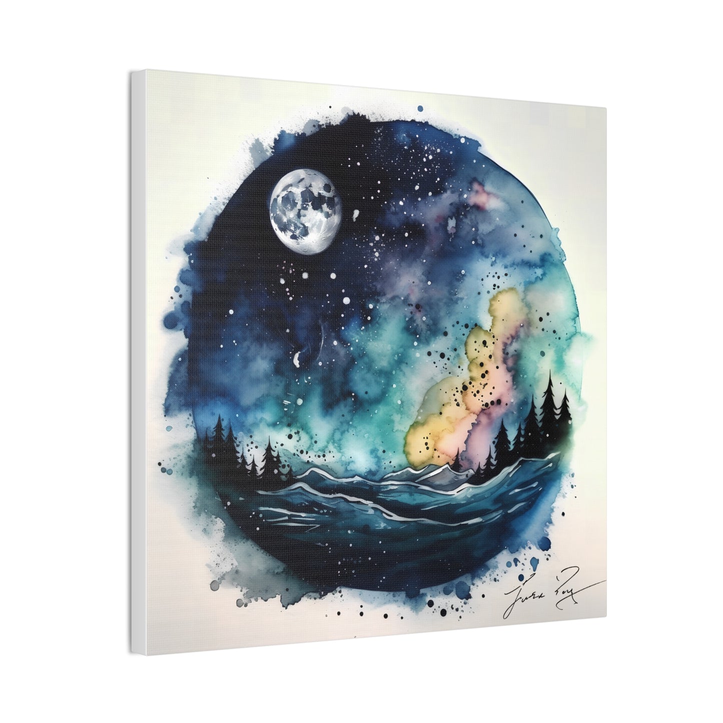 Galaxy scenery in Water Color Style Canvas Printed