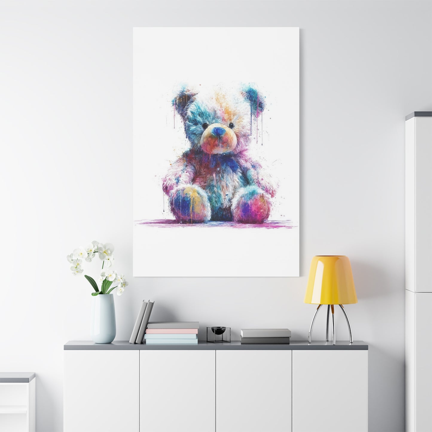Colorful Teddy Bear Canvas Art Print
