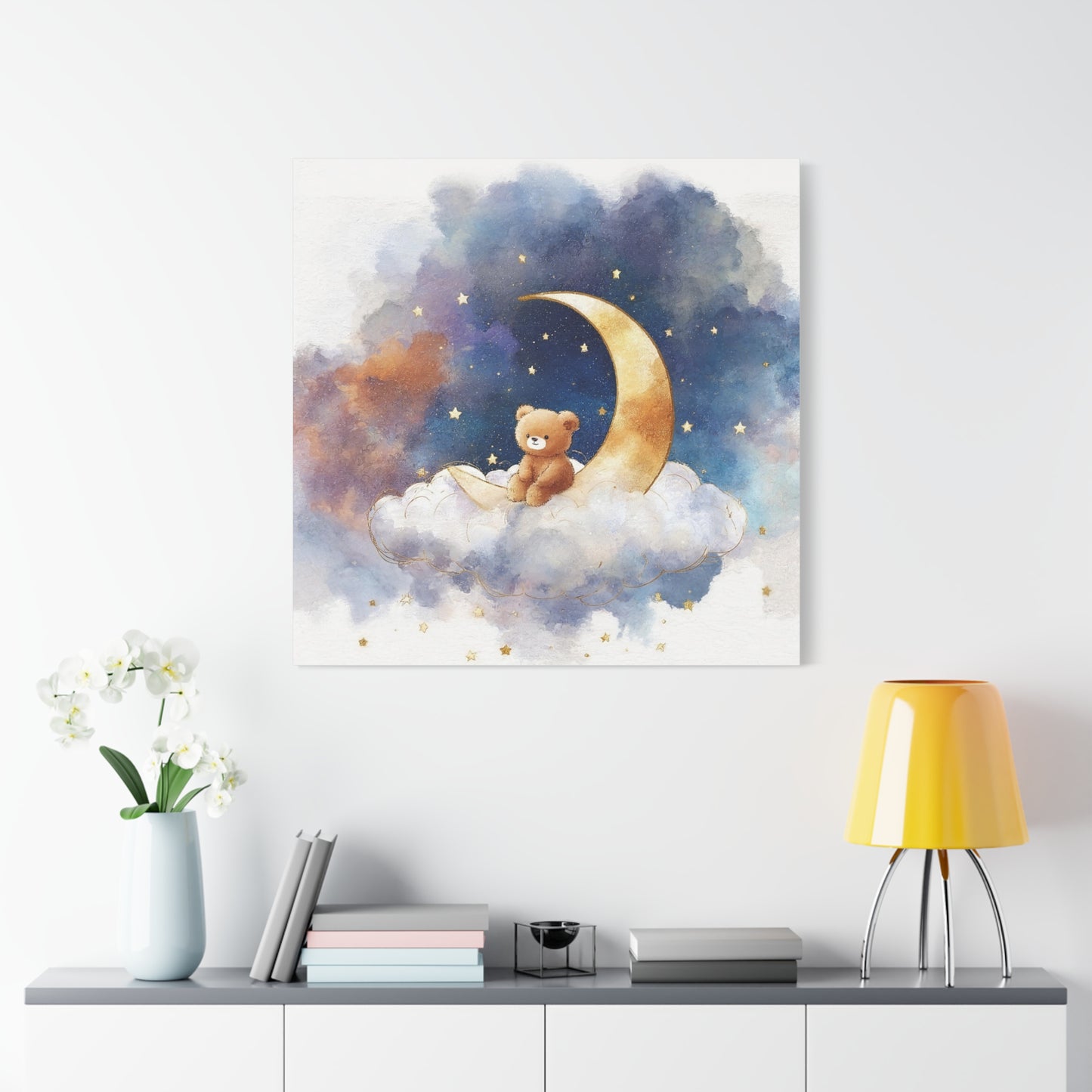 Adorable Bear Moon Canvas Art