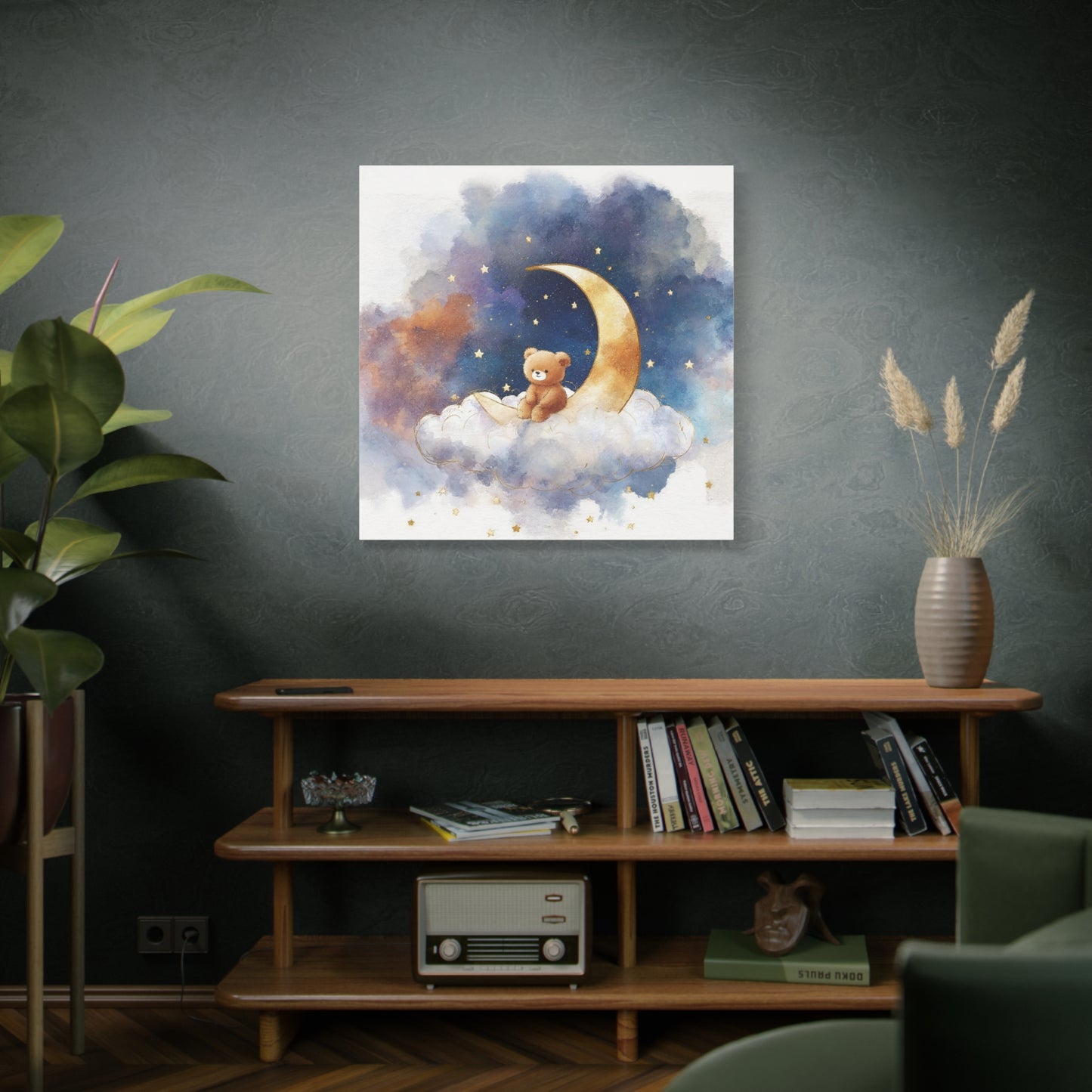 Adorable Bear Moon Canvas Art