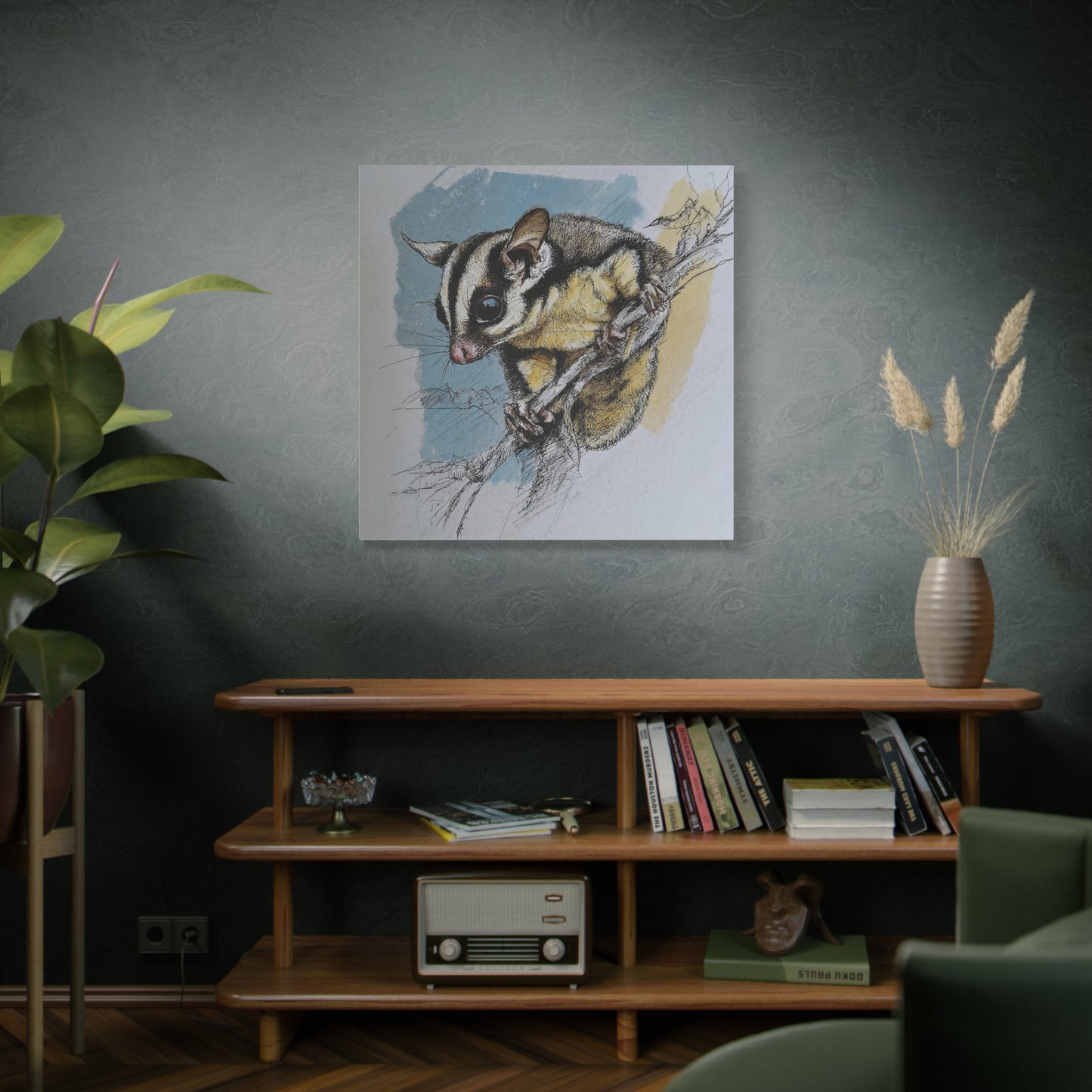 Sugar Glider Art Canvas Print, Wildlife Decor