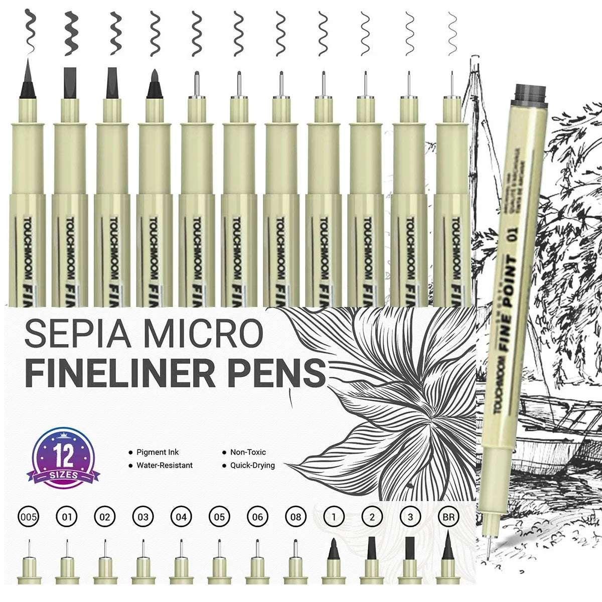 6-12Pcs/Set Hook Needle Pen Hand-painted Fineliner