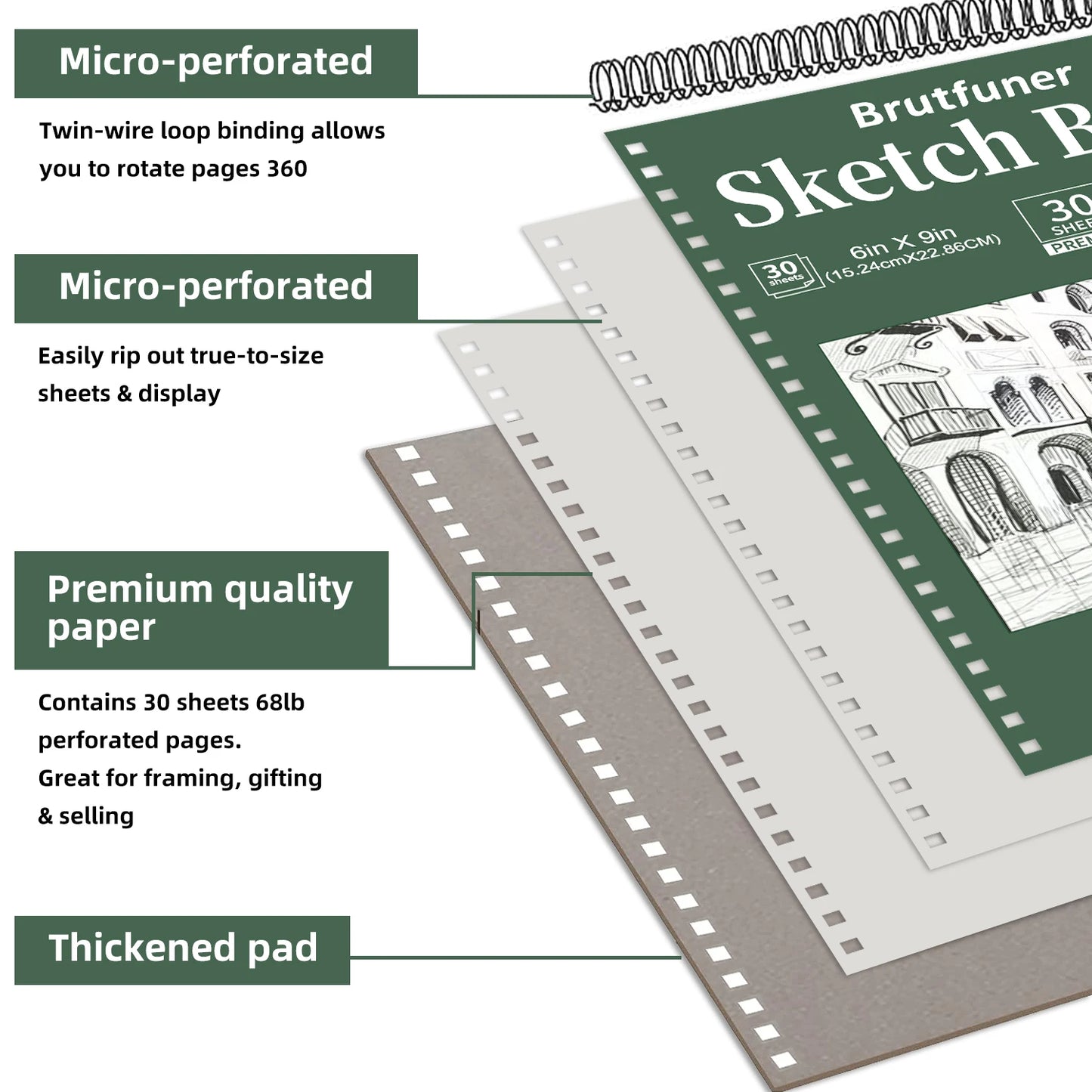 2 pcs/30 Sheet Thickened Spiral Sketchbook - Premium Quality Paper for Vibrant Colors & Smooth Drawing - For Art Students