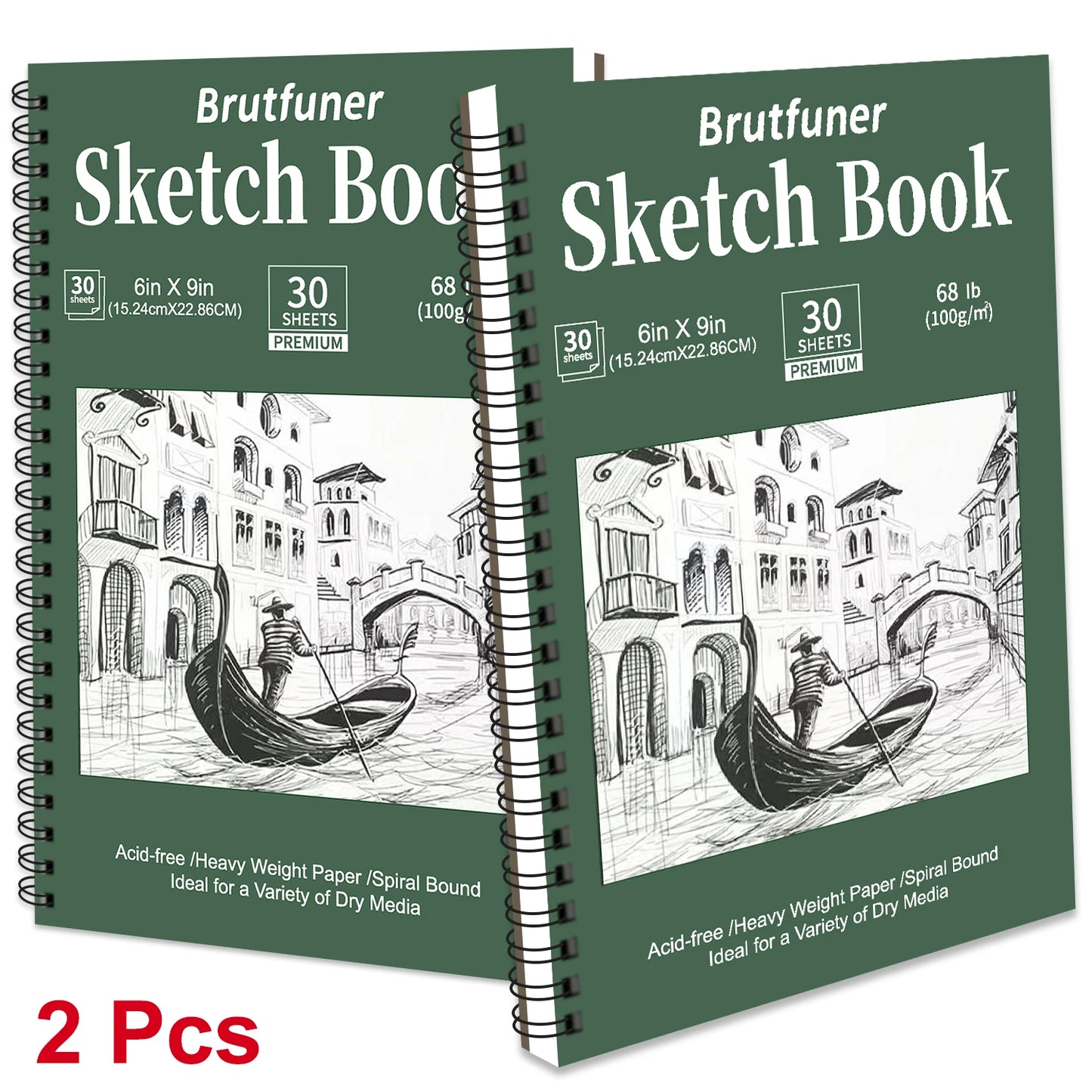 2 pcs/30 Sheet Thickened Spiral Sketchbook - Premium Quality Paper for Vibrant Colors & Smooth Drawing - For Art Students