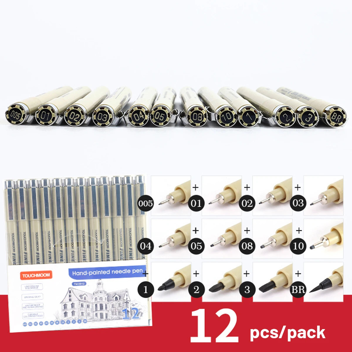6-12Pcs/Set Hook Needle Pen Hand-painted Fineliner