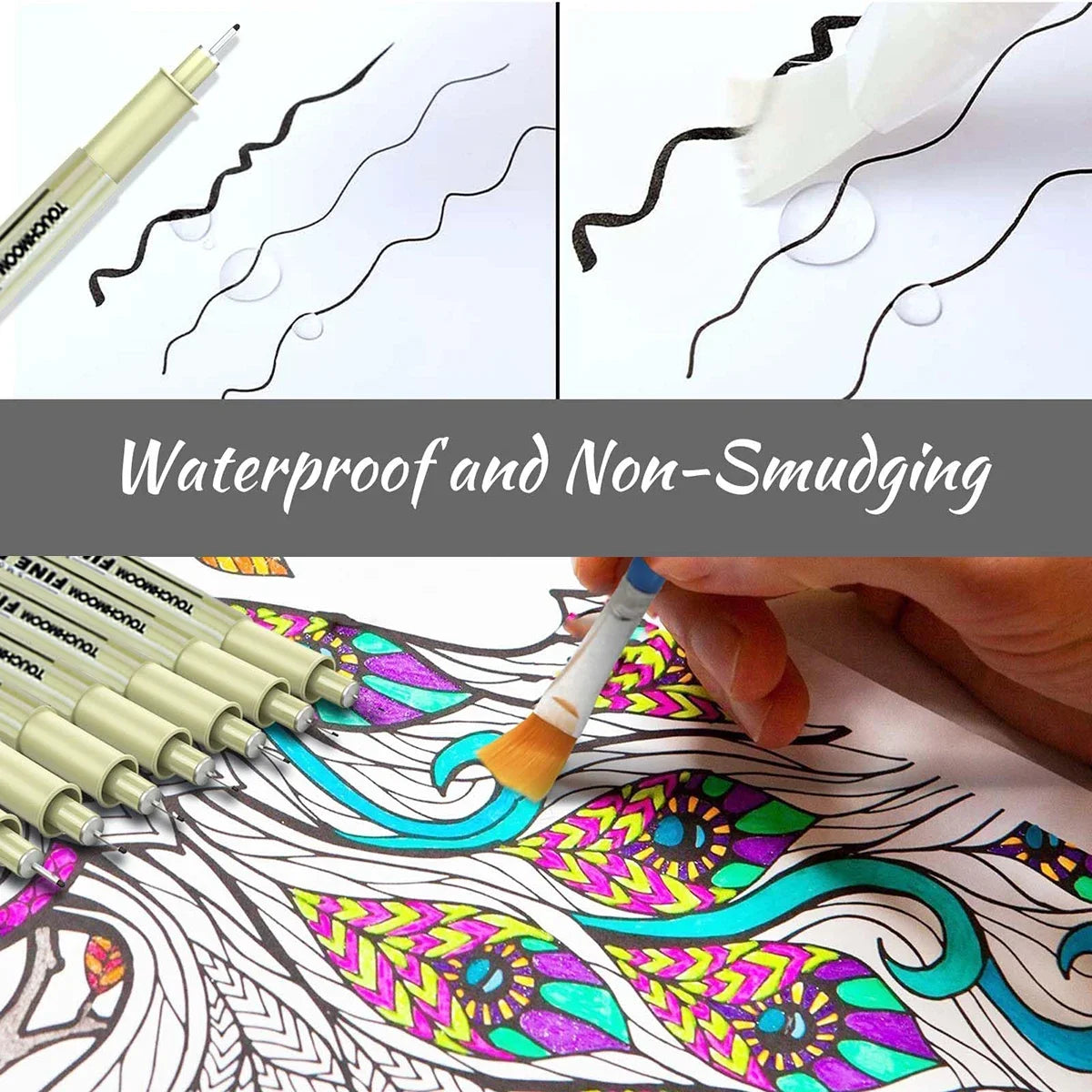6-12Pcs/Set Hook Needle Pen Hand-painted Fineliner