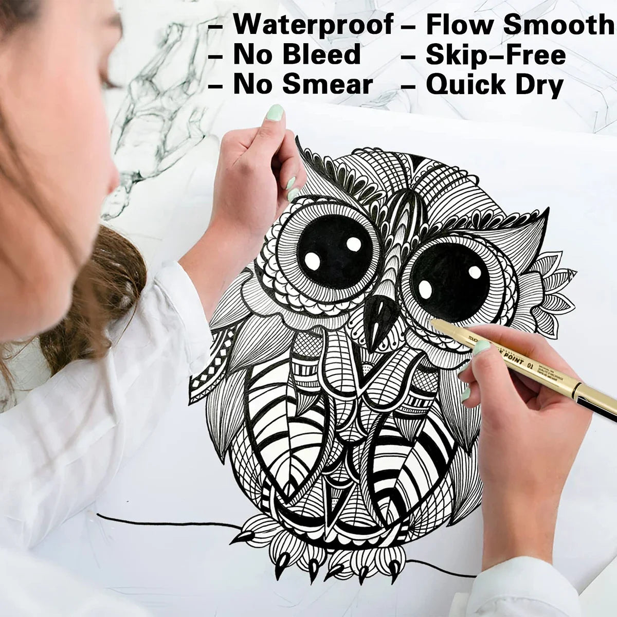 6-12Pcs/Set Hook Needle Pen Hand-painted Fineliner