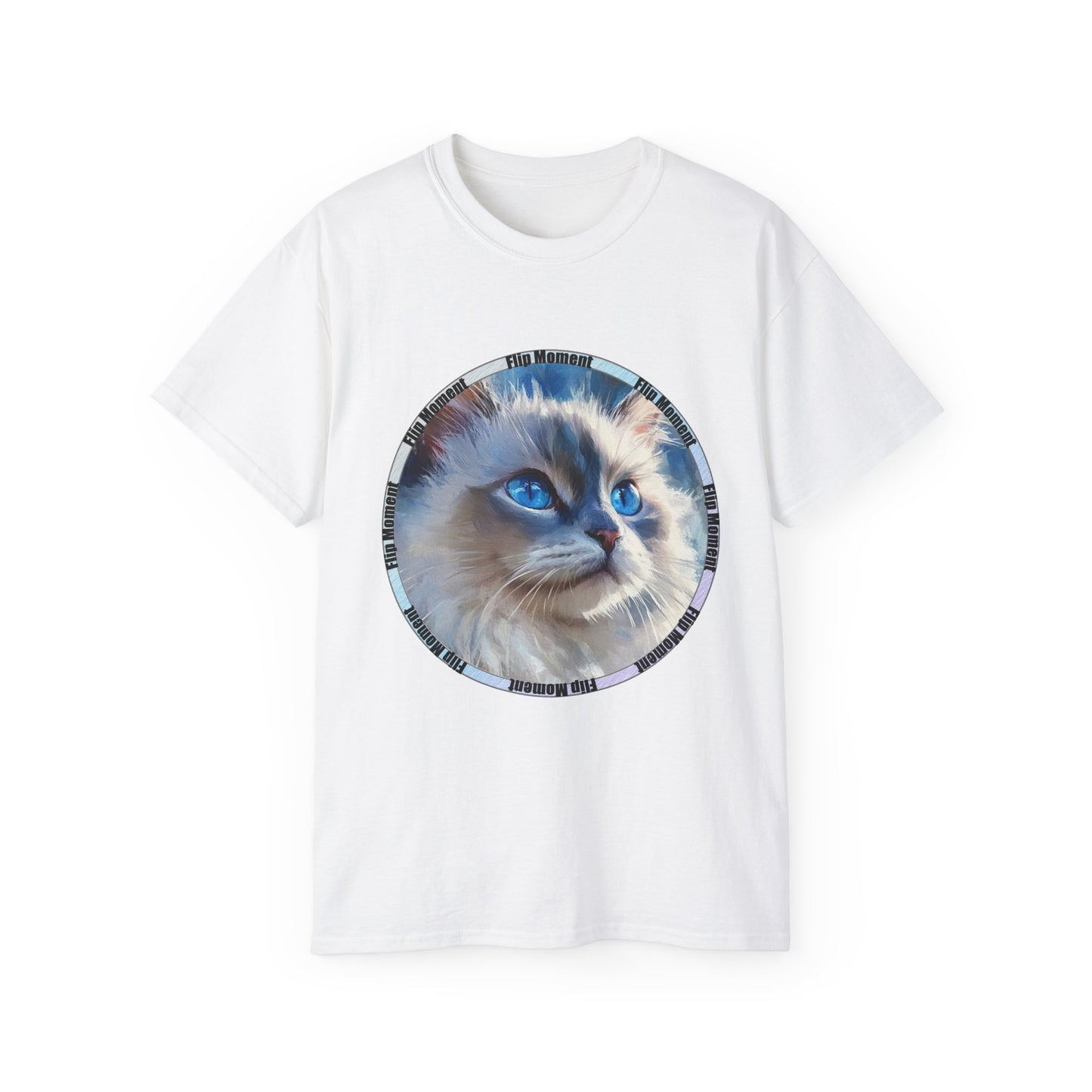 Blue-Eyed Cat Unisex Ultra Cotton Tee, Cat Lover's Shirt, Pet Owner Gift, Cute Animal Tee, Cat-themed Apparel