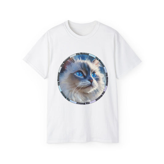 Blue-Eyed Cat Unisex Ultra Cotton Tee, Cat Lover's Shirt, Pet Owner Gift, Cute Animal Tee, Cat-themed Apparel