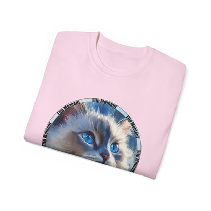 Blue-Eyed Cat Unisex Ultra Cotton Tee, Cat Lover's Shirt, Pet Owner Gift, Cute Animal Tee, Cat-themed Apparel