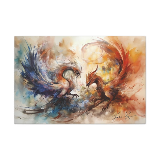 Duel of the Phoenixes  Canvas Printed