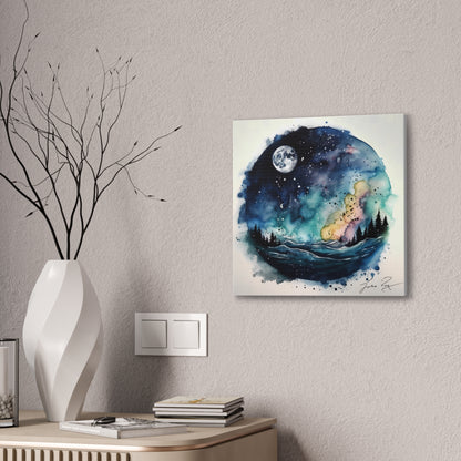 Galaxy scenery in Water Color Style Canvas Printed
