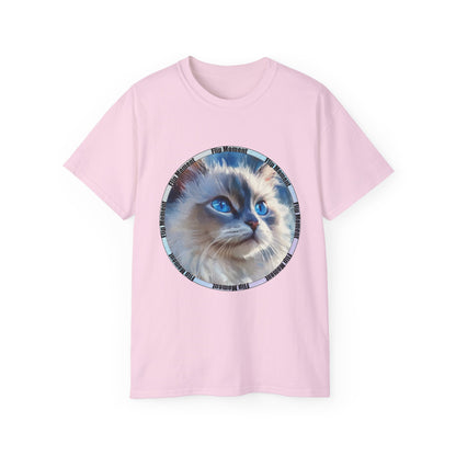 Blue-Eyed Cat Unisex Ultra Cotton Tee, Cat Lover's Shirt, Pet Owner Gift, Cute Animal Tee, Cat-themed Apparel