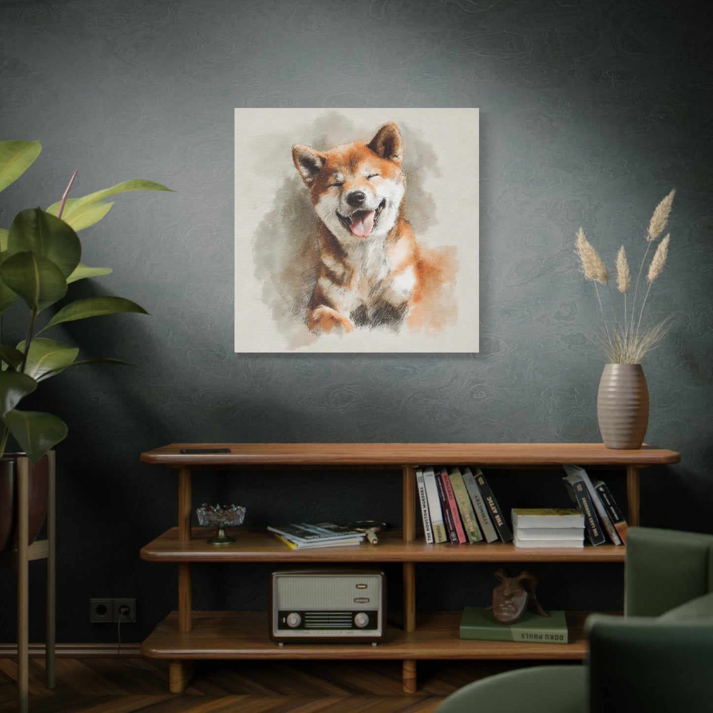 Happy Shiba Inu Canvas Wall Art
