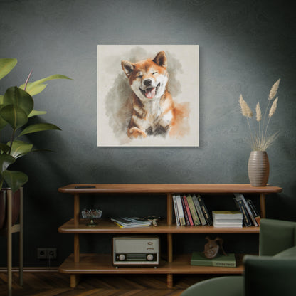Happy Shiba Inu Canvas Wall Art
