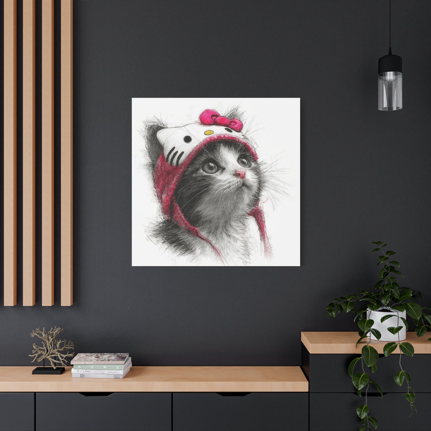 Adorable Cat Canvas Art, Cute Kitty Wall Decor