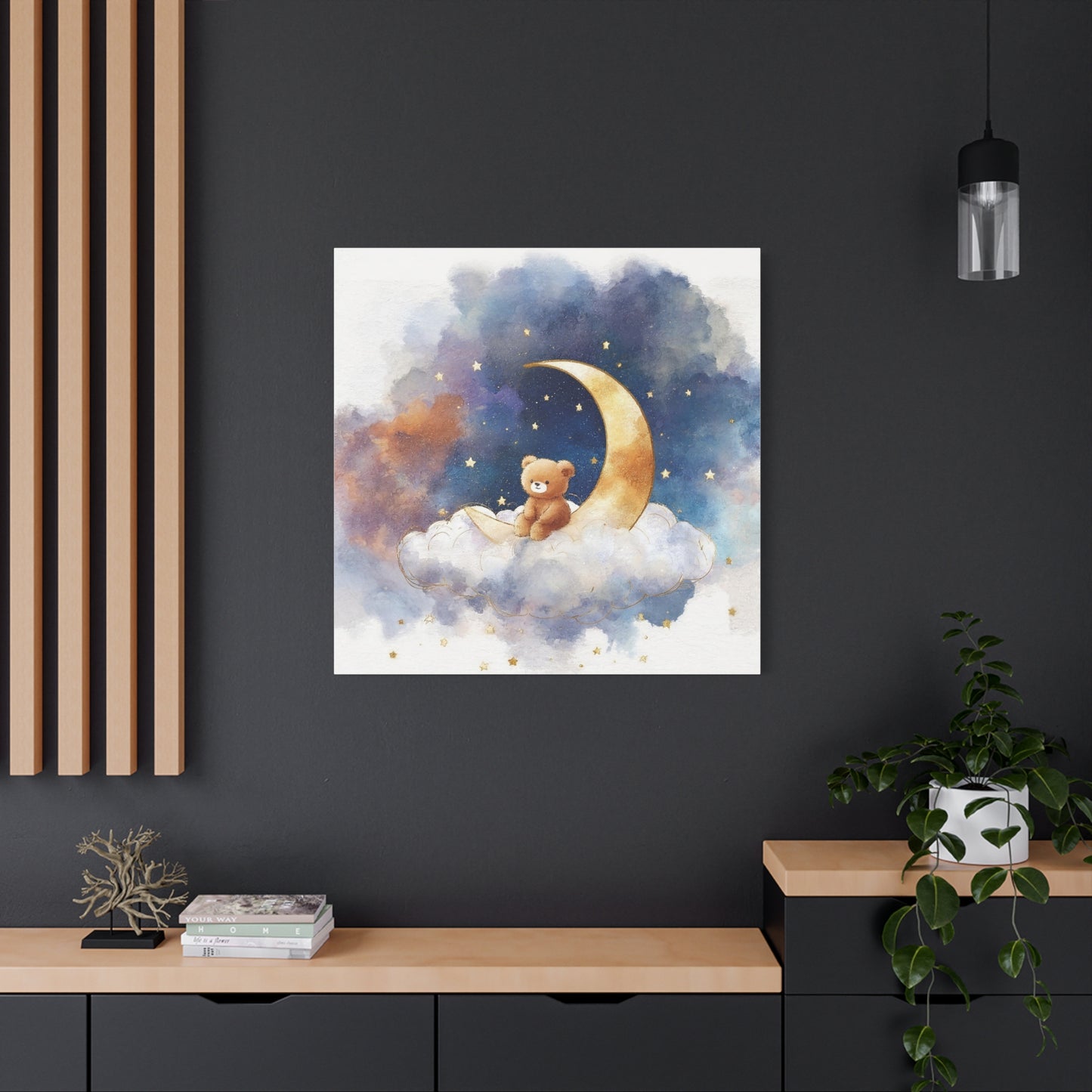 Adorable Bear Moon Canvas Art