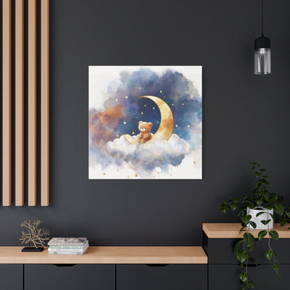 Adorable Bear Moon Canvas Art