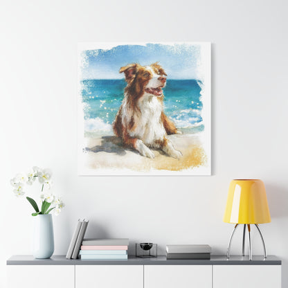 Beach Pup Canvas Art, Dog Lover Decor