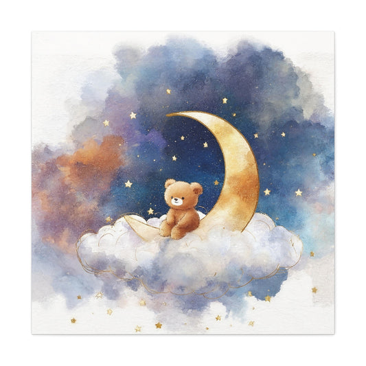 Adorable Bear Moon Canvas Art