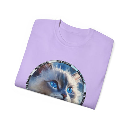 Blue-Eyed Cat Unisex Ultra Cotton Tee, Cat Lover's Shirt, Pet Owner Gift, Cute Animal Tee, Cat-themed Apparel