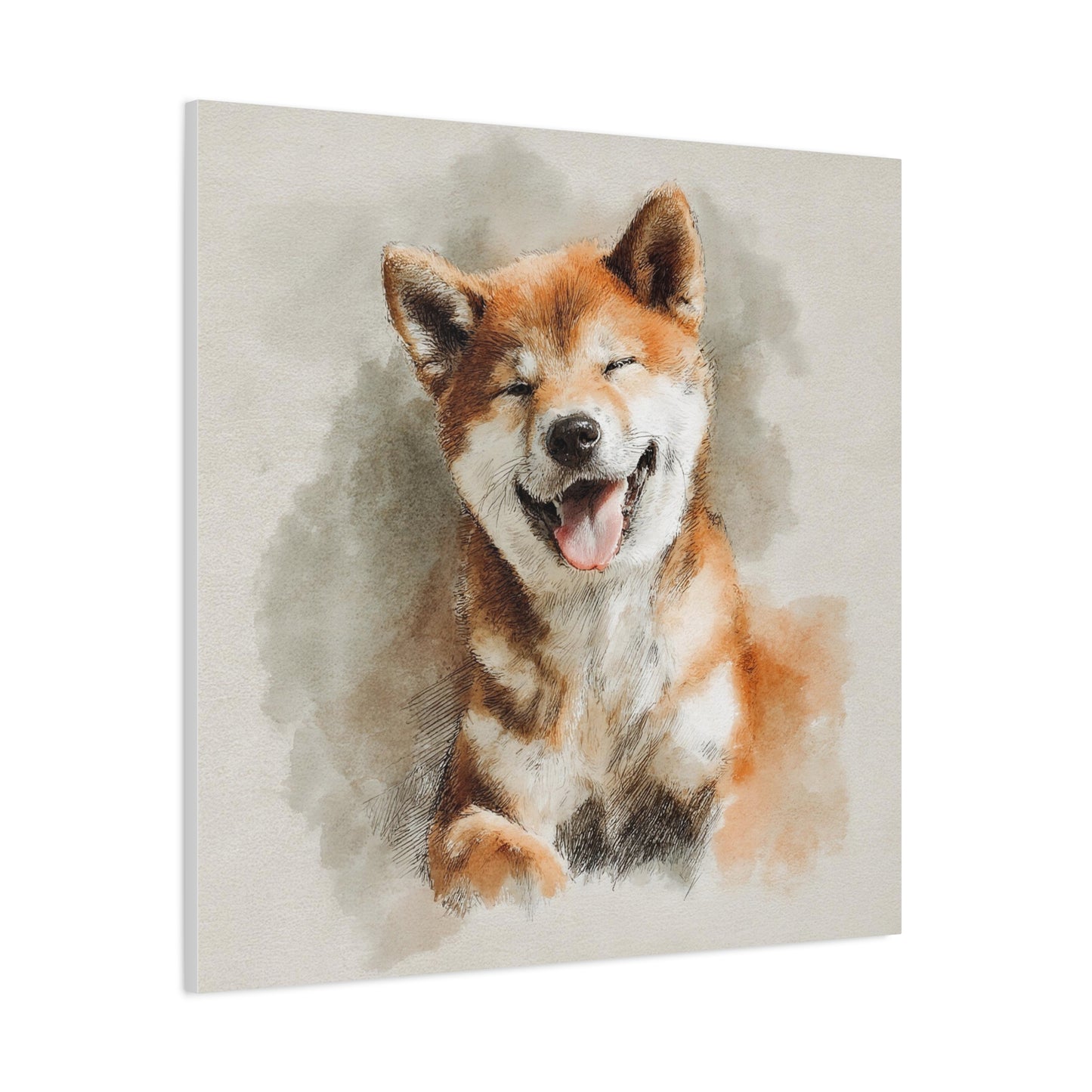 Happy Shiba Inu Canvas Wall Art