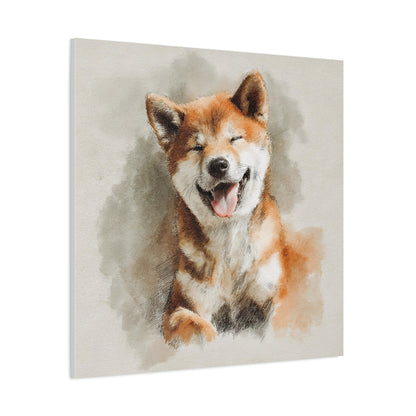 Happy Shiba Inu Canvas Wall Art