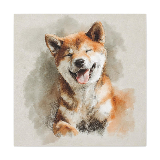 Happy Shiba Inu Canvas Wall Art