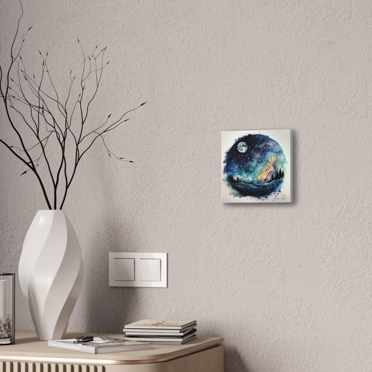 Galaxy scenery in Water Color Style Canvas Printed