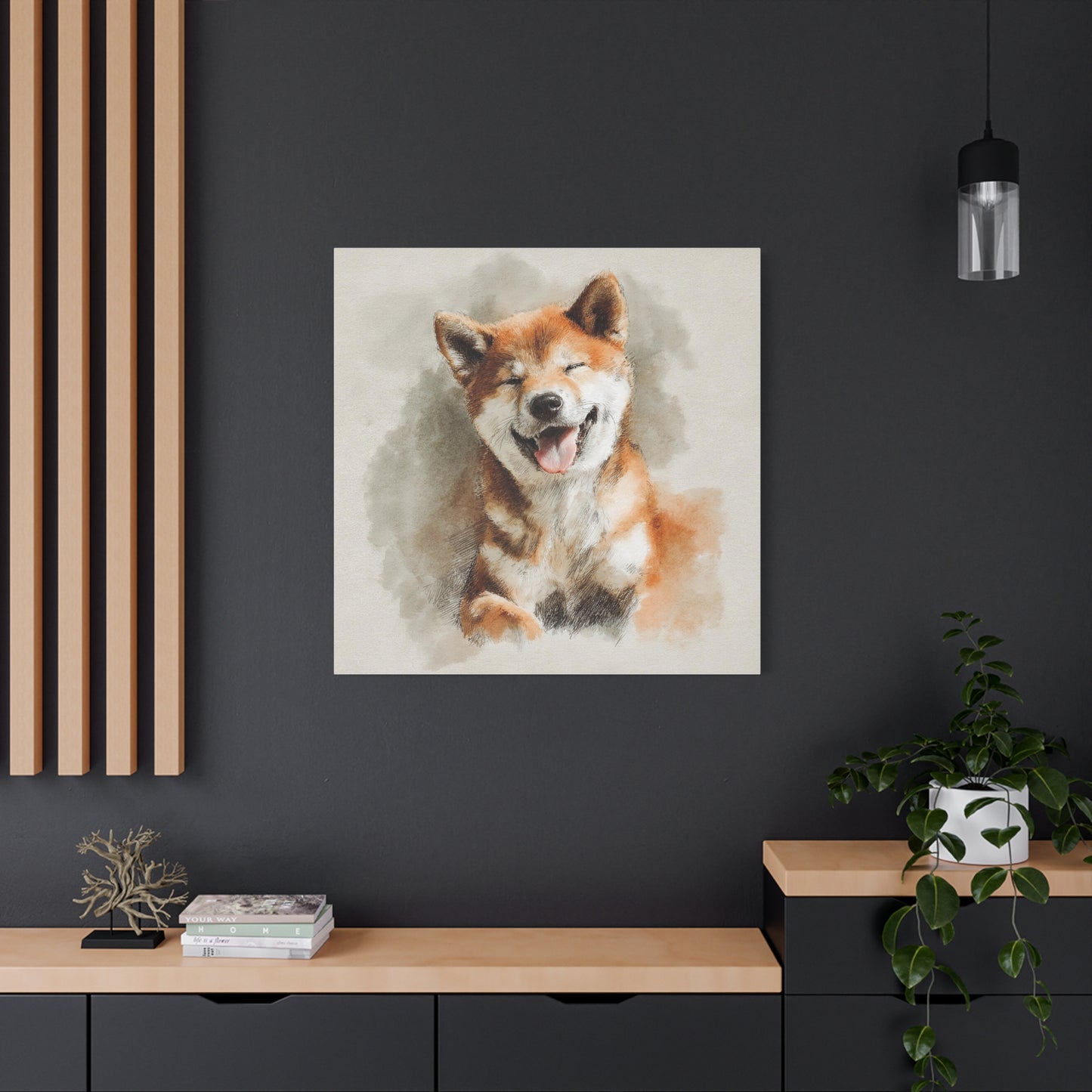 Happy Shiba Inu Canvas Wall Art