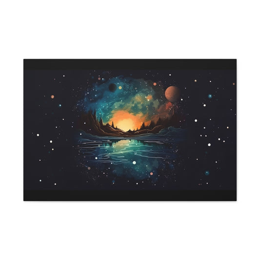 Galaxy scenery Art in Water Color Style Canvas Printed