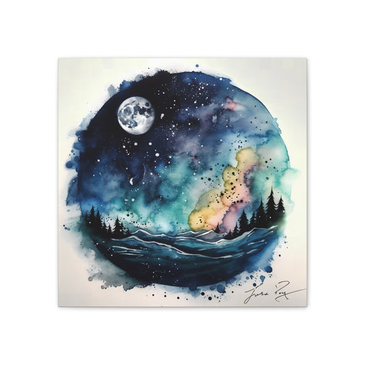 Galaxy scenery in Water Color Style Canvas Printed