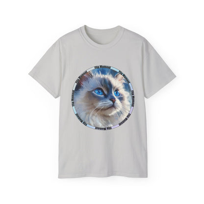 Blue-Eyed Cat Unisex Ultra Cotton Tee, Cat Lover's Shirt, Pet Owner Gift, Cute Animal Tee, Cat-themed Apparel