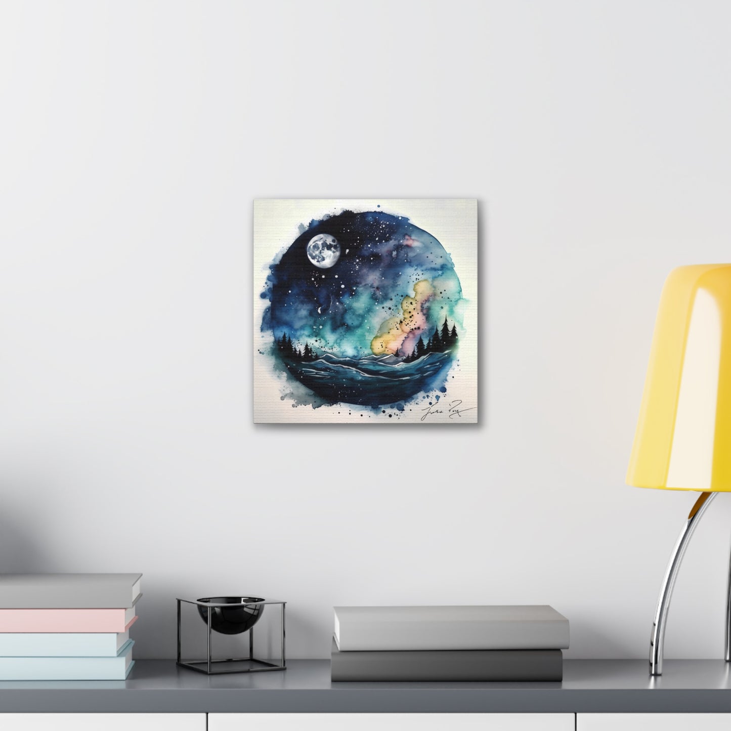 Galaxy scenery in Water Color Style Canvas Printed