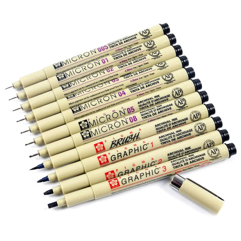 1pcs Sakura Pigma Micron Fine Pen Waterproof Smooth Black Ink Fineliner Drawing Pens Art Sketch Marker Liner Rotulador Tekenen