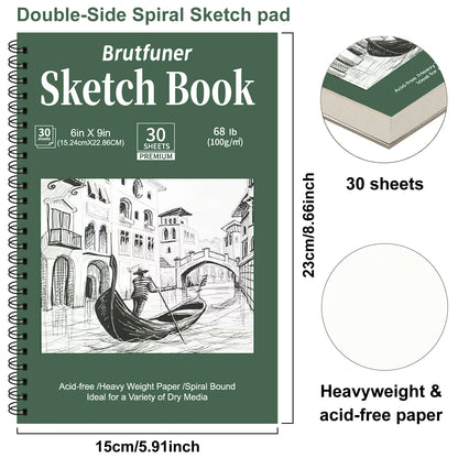 2 pcs/30 Sheet Thickened Spiral Sketchbook - Premium Quality Paper for Vibrant Colors & Smooth Drawing - For Art Students