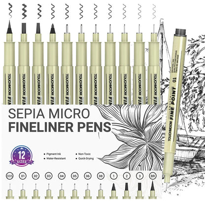 6-12Pcs/Set Hook Needle Pen Hand-painted Fineliner