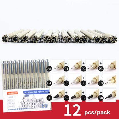 6-12Pcs/Set Hook Needle Pen Hand-painted Fineliner