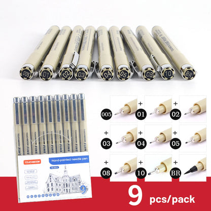6-12Pcs/Set Hook Needle Pen Hand-painted Fineliner