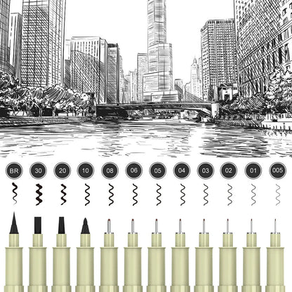 6-12Pcs/Set Hook Needle Pen Hand-painted Fineliner