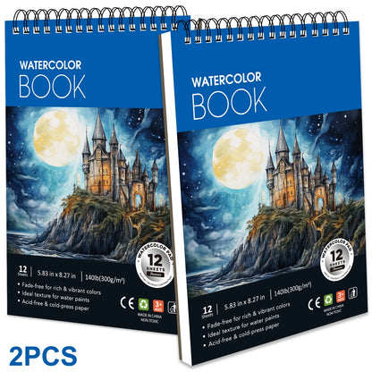 2 pcs/30 Sheet Thickened Spiral Sketchbook - Premium Quality Paper for Vibrant Colors & Smooth Drawing - For Art Students