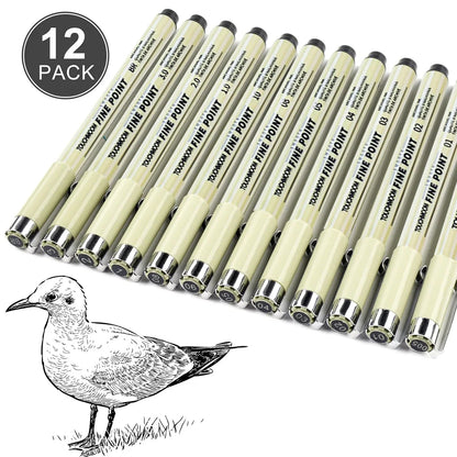 6-12Pcs/Set Hook Needle Pen Hand-painted Fineliner